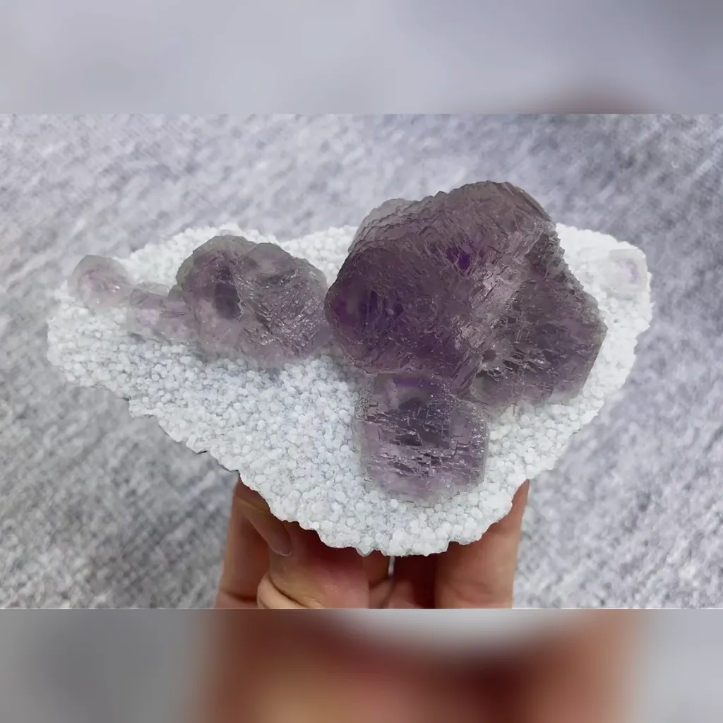 Natural Purple Fluorite and Quartz Symbiosis comes from Fujian,China 115*70*40MM image