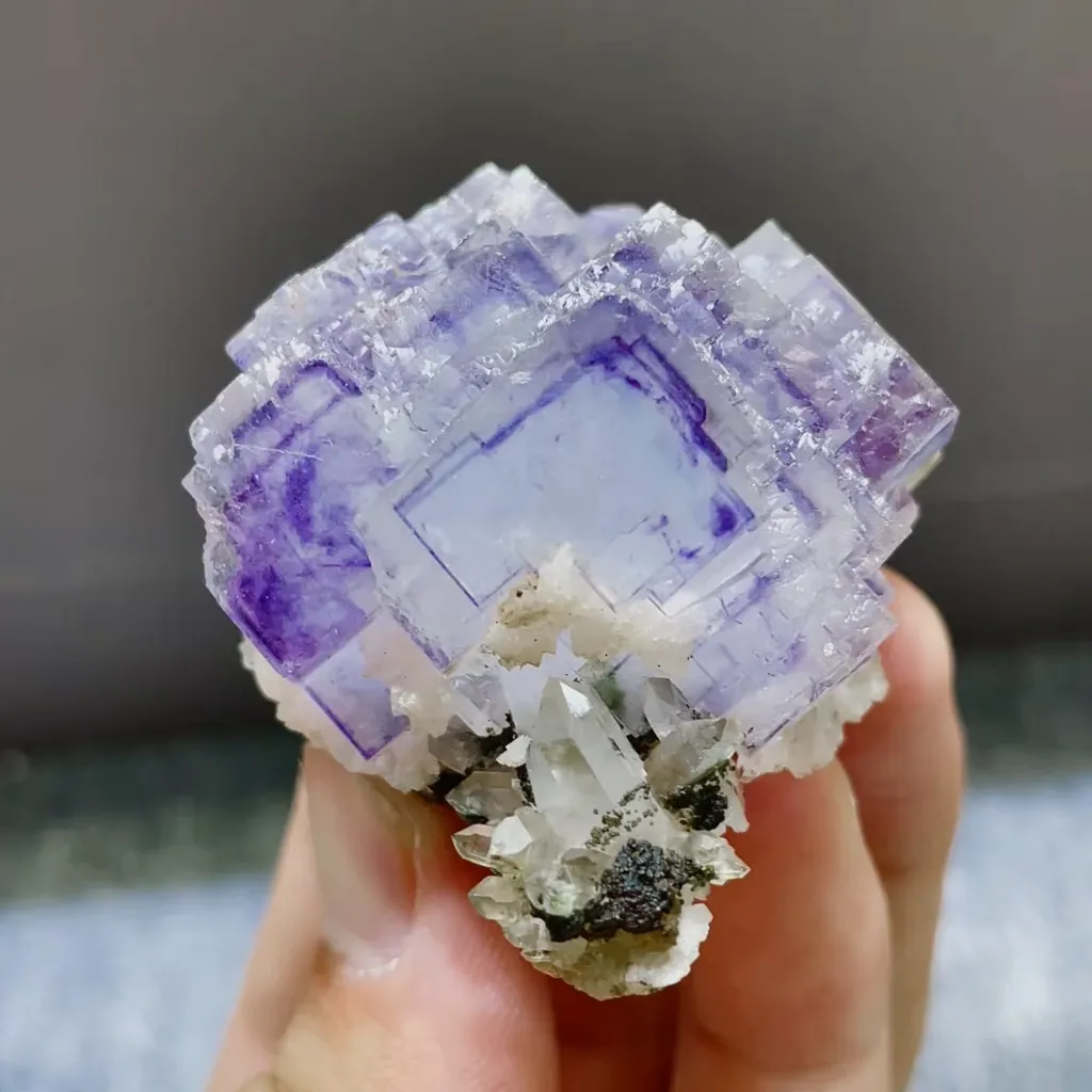 Natural Purple Fluorite and Quartz Symbiosis comes from Yaogangxian,Hunan 40*55*35MM image