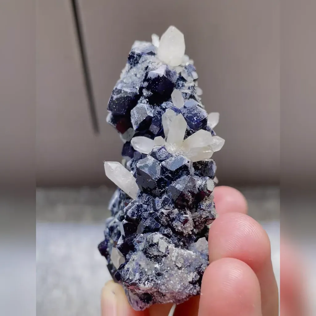 Natural Purple Fluorite and Quartz Symbiosis comes from Zhejiang,China 35*35*70MM - image 4