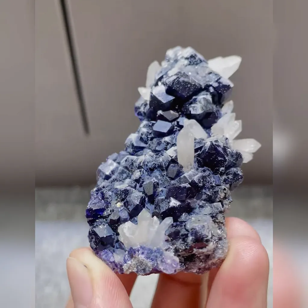 Natural Purple Fluorite and Quartz Symbiosis comes from Zhejiang,China 35*35*70MM - image 2