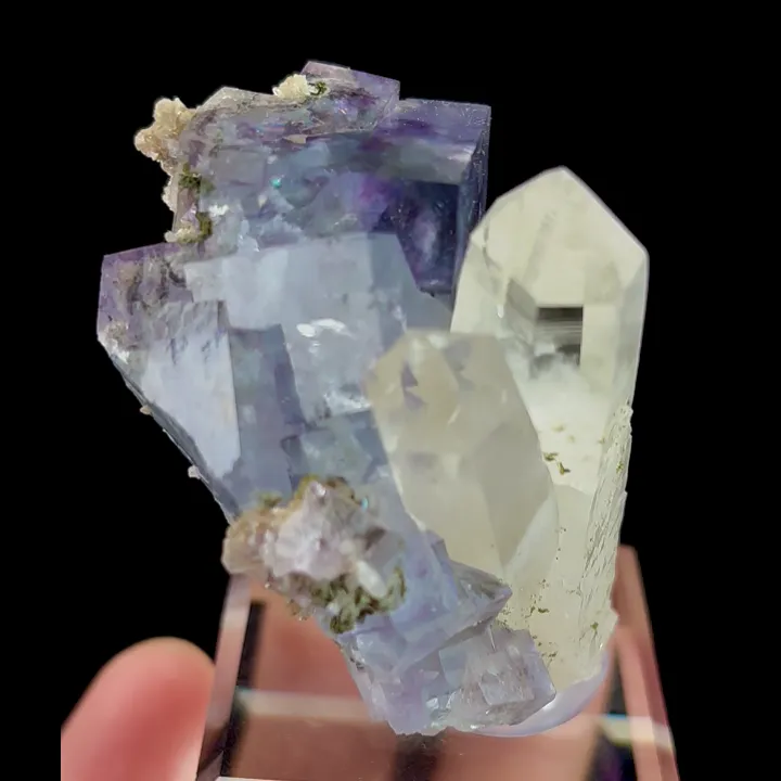 Natural Purple Fluorite and Quartz Tower, Mineral Specimen:Yaogangxian,Hunan (45*40*45MM) - image 4