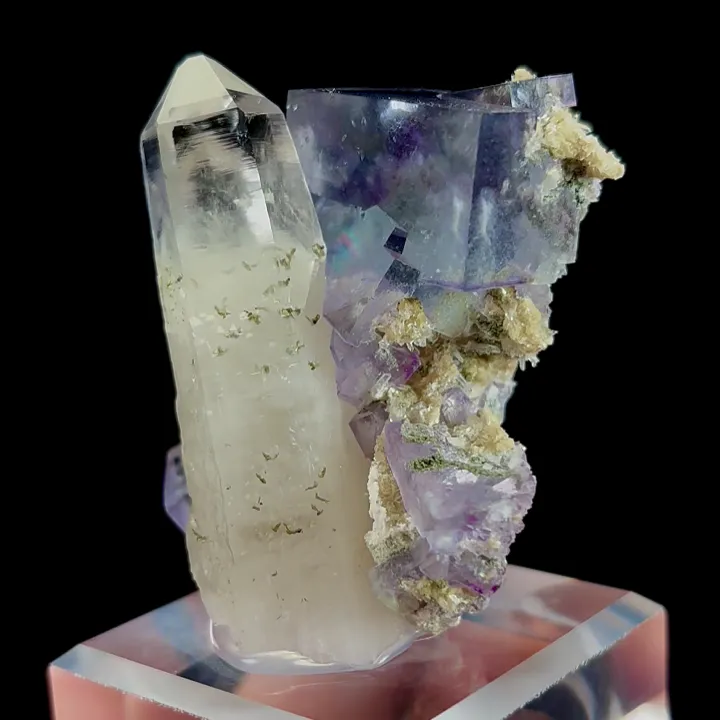 Natural Purple Fluorite and Quartz Tower, Mineral Specimen:Yaogangxian,Hunan (45*40*45MM) - image 3