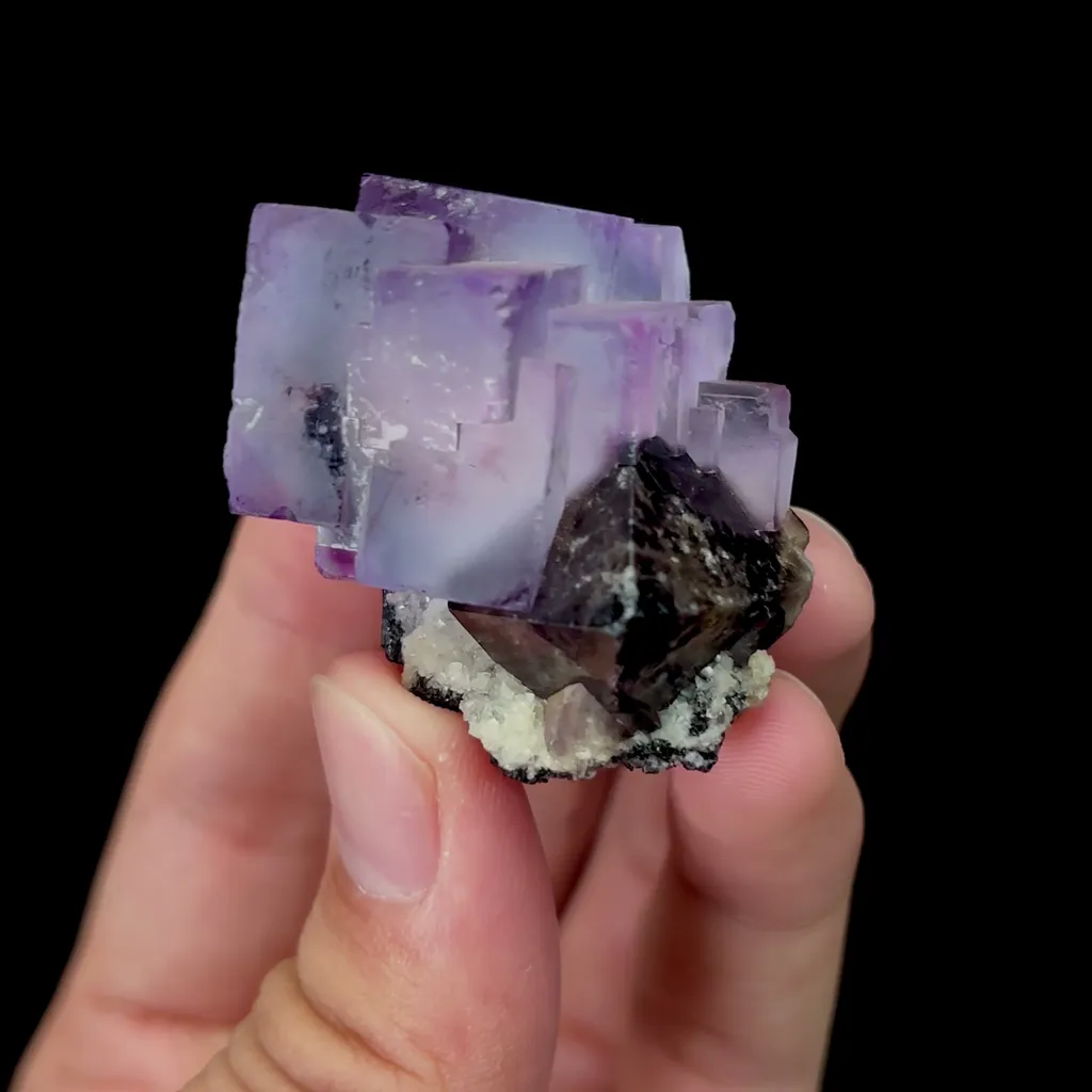 Natural Purple Fluorite and Scheelite Mineral Specimen,High Quality Specimen,YAO GANG XIAN,HUNAN,CHINA(30*45*25mm) - image 2
