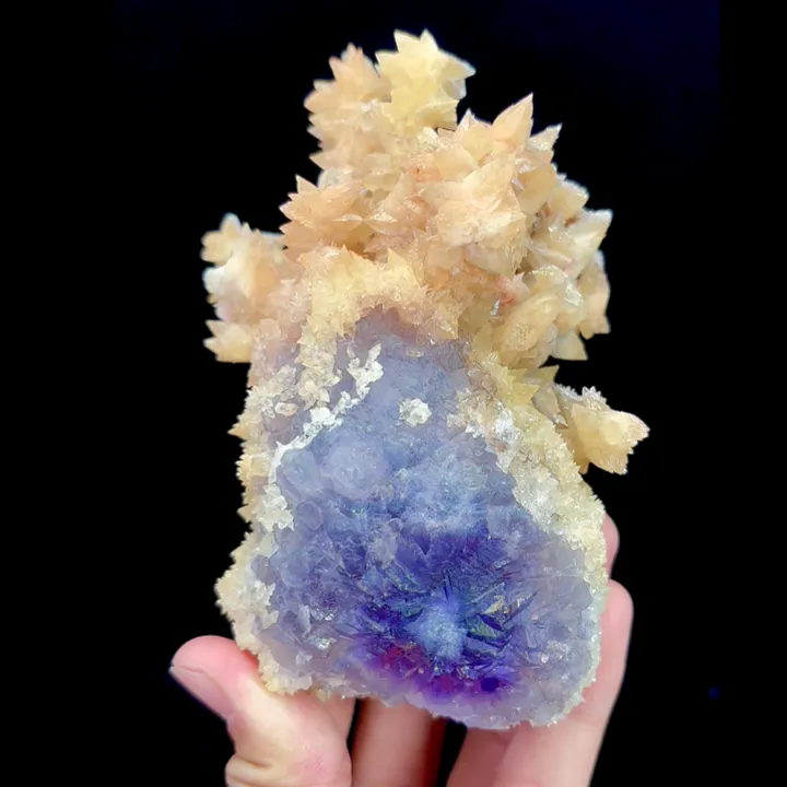 Natural Purple Fluorite and Yellow Calcite, Mineral Specimen:Guizhou,China (75*140*70MM) image