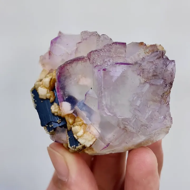 Natural Purple Fluorite, Black Wolframite and Dolomite, Mineral Specimens:Yaogangxian,Hunan (65*50*25MM) - image 3