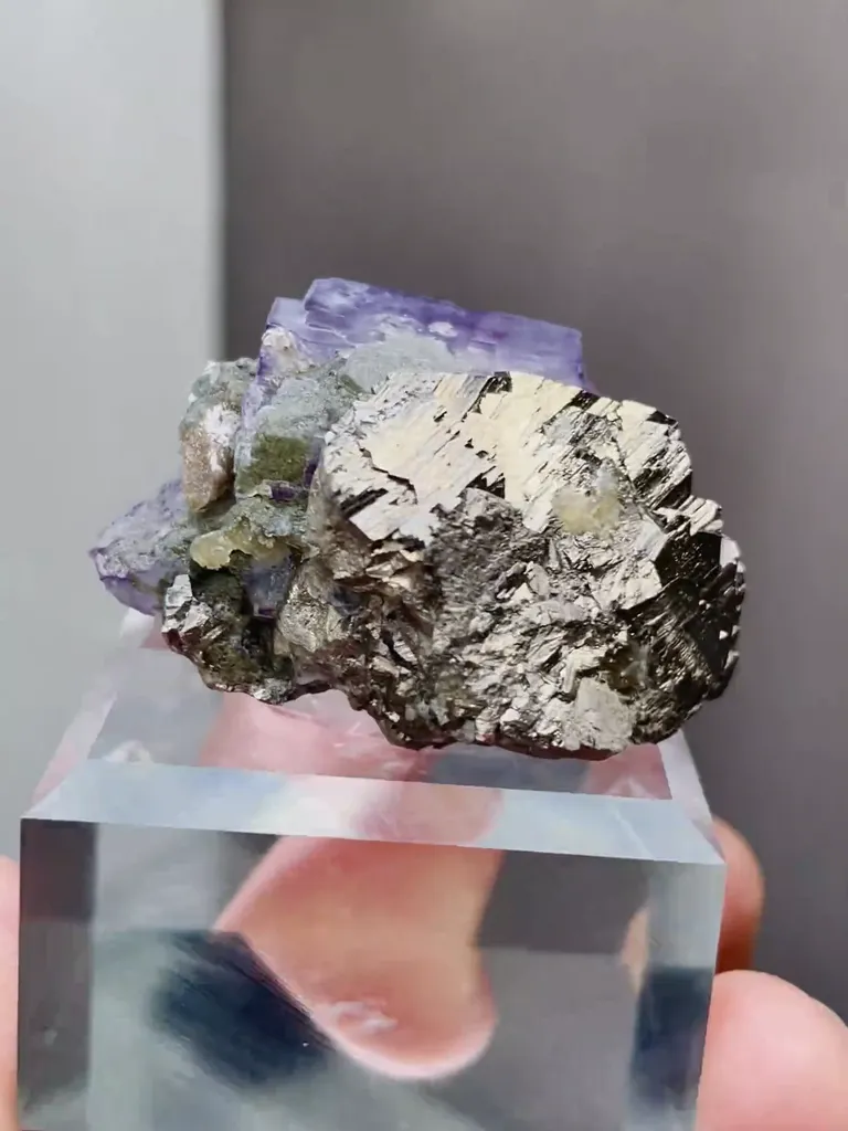 Natural Purple Fluorite coexists with Arsenopyrite comes from Yaogangxian,Hunan 40*30*20MM - image 5