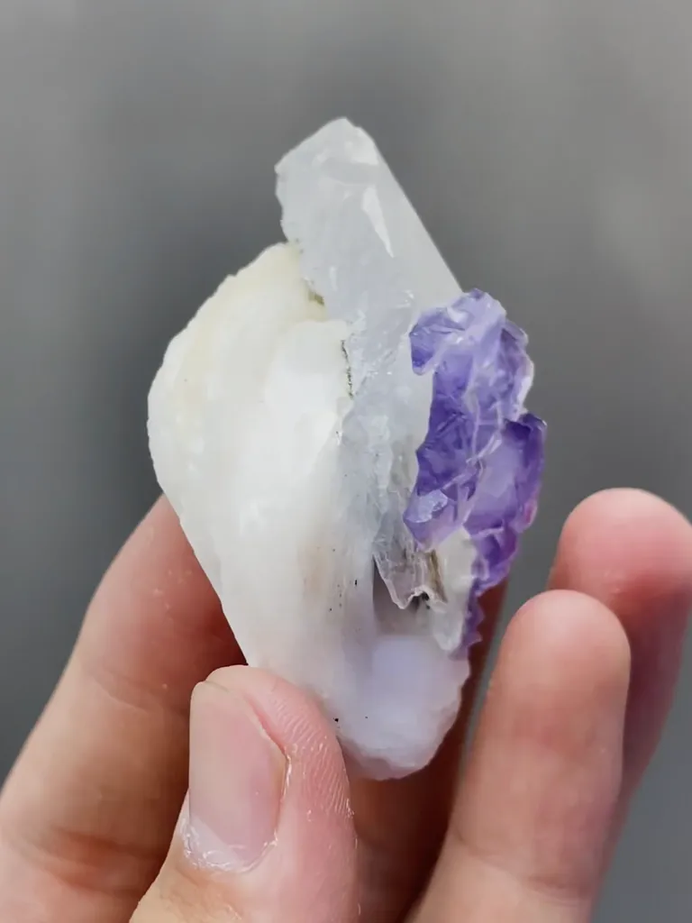 Natural Purple Fluorite coexists with Quartz and Flaky Calcite comes from Yaogangxian,Hunan 45*20*55MM - image 4