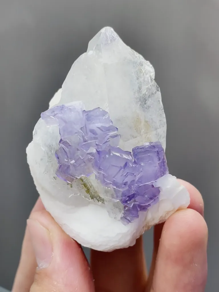 Natural Purple Fluorite coexists with Quartz and Flaky Calcite comes from Yaogangxian,Hunan 45*20*55MM - image 2