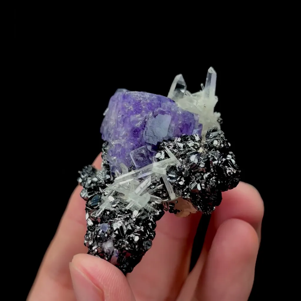 Natural Purple Fluorite Crystal and Sphalerite Mineral Specimen,High Quality Specimen,YAO GANG XIAN,HUNAN,CHINA(57*45*30mm) - image 2