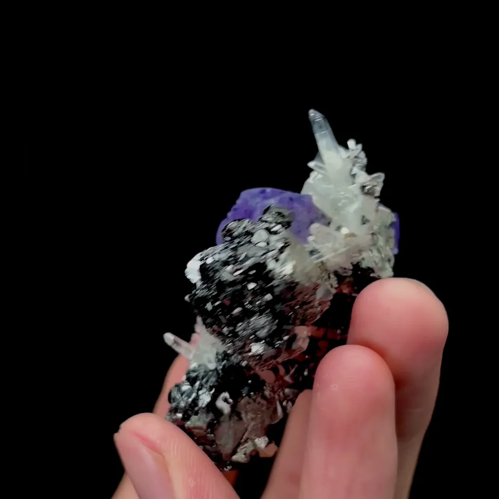 Natural Purple Fluorite Crystal and Sphalerite Mineral Specimen,High Quality Specimen,YAO GANG XIAN,HUNAN,CHINA(57*45*30mm) - image 3