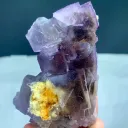 Natural Purple Fluorite Crystal Cluster with Yellow Calcite Inclusion - image 9