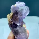 Natural Purple Fluorite Crystal Cluster with Yellow Calcite Inclusion - image 6