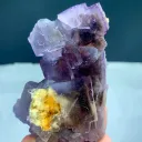 Natural Purple Fluorite Crystal Cluster with Yellow Calcite Inclusion - image 1
