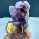 Natural Purple Fluorite Crystal Cluster with Yellow Calcite Inclusion - image 10