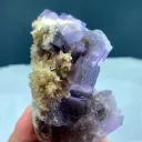 Natural Purple Fluorite Crystal Cluster with Yellow Calcite Inclusion - image 8
