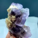 Natural Purple Fluorite Crystal Cluster with Yellow Calcite Inclusion - image 4