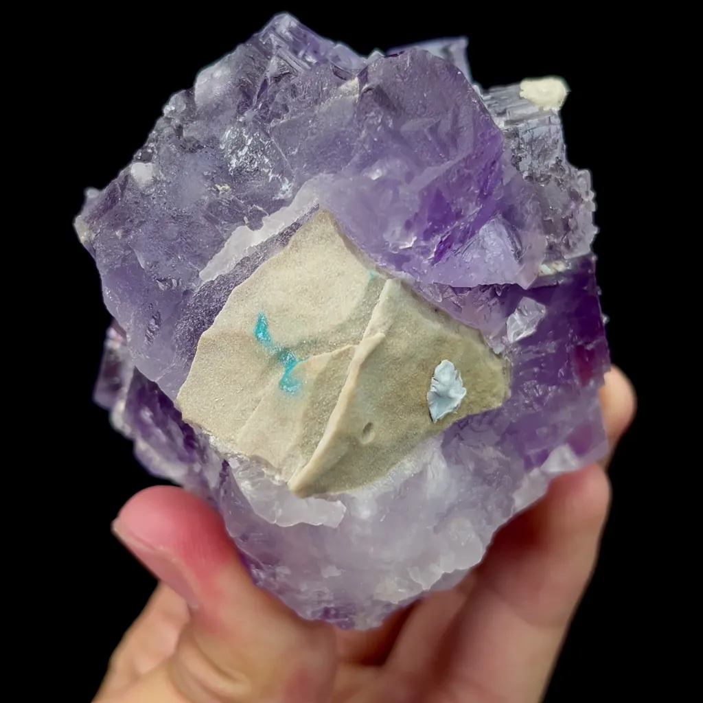 Natural Purple Fluorite on Matrix Mineral Specimen,High Quality Specimen,XINJIANG,CHINA(74*66*64mm) - image 4