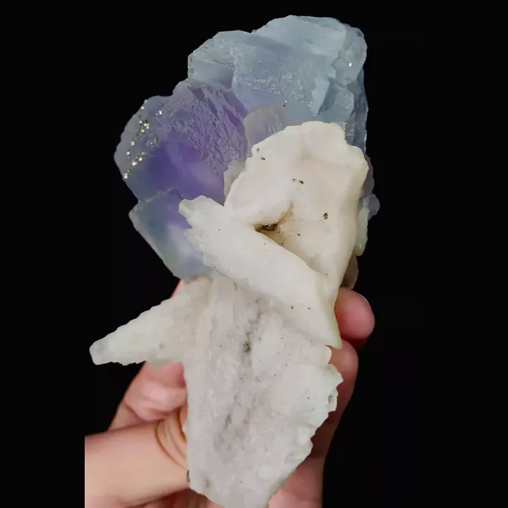 Natural Purple Fluorite, Pyrite and Calcite. Mineral Specimen: Shangbao,Hunan (80*110*50MM) - image 3