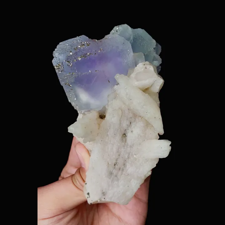Natural Purple Fluorite, Pyrite and Calcite. Mineral Specimen: Shangbao,Hunan (80*110*50MM) - image 5