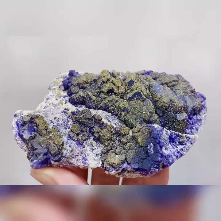 Natural Purple Fluorite & Pyrite, Mineral Specimen: Yaogangxian,Hunan (100*70*20mm) image