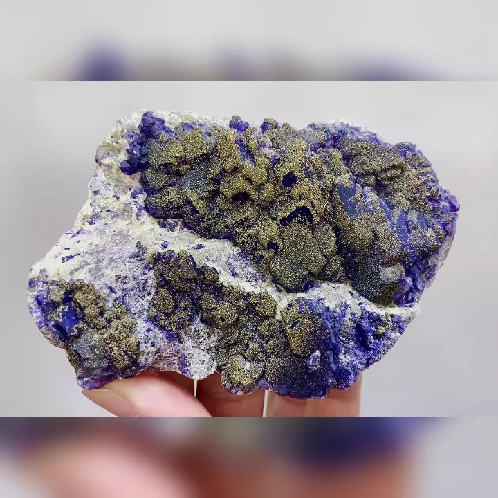 Natural Purple Fluorite & Pyrite, Mineral Specimen: Yaogangxian,Hunan (100*70*20mm) - image 4