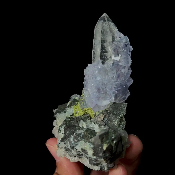 Natural Purple Fluorite, Quartz and Arsenopyrite,Mineral specimen: Yindu,Inner Mongolia (75*85*40MM) - image 3