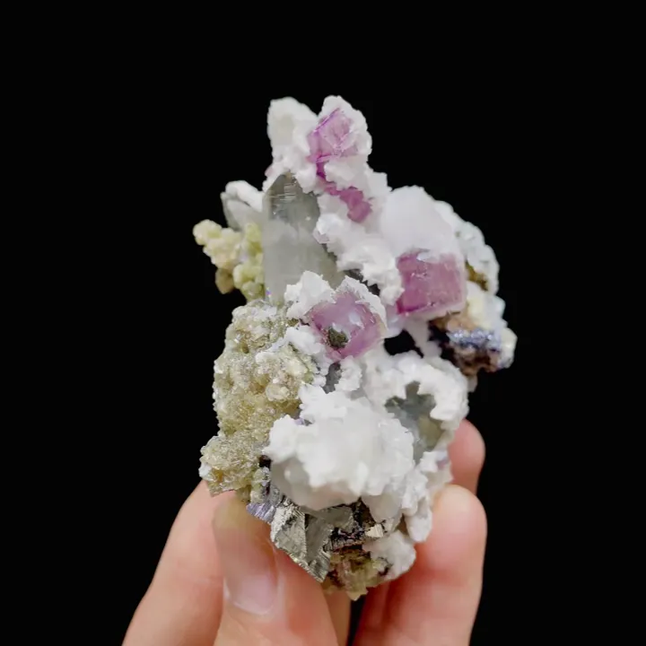 Natural Purple Fluorite & Quartz and Calcite and Mica,Mineral Specimen:Yaogangxian,Hunan (35*65*50MM) - image 4