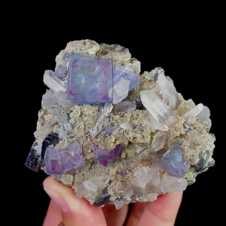 Natural Purple Fluorite, Quartz and Mica, Mineral Specimen:Inner Mongolia,China (70*70*35MM) - image 5