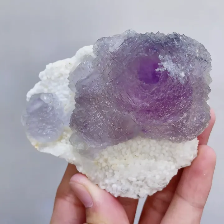 Natural Purple Fluorite & Quartz, Mineral Specimen: Fujian,China (85*70*45mm) image