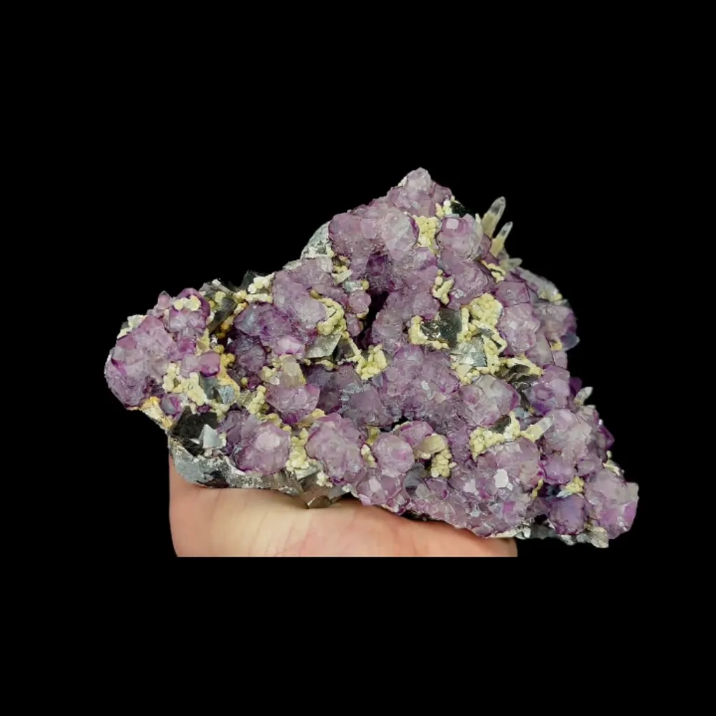 Natural Purple Fluorite with Arsenopyrite and Mica, Mineral Specimen: Yindu,Inner Mongolia (160*110*75MM) image