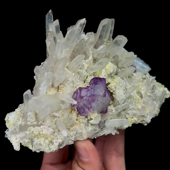 Natural Purple Fluorite with Clear Quartz Cluster and Mica, Mineral Specimen:Yaogangxian,Hunan (130*85*60MM) - image 4