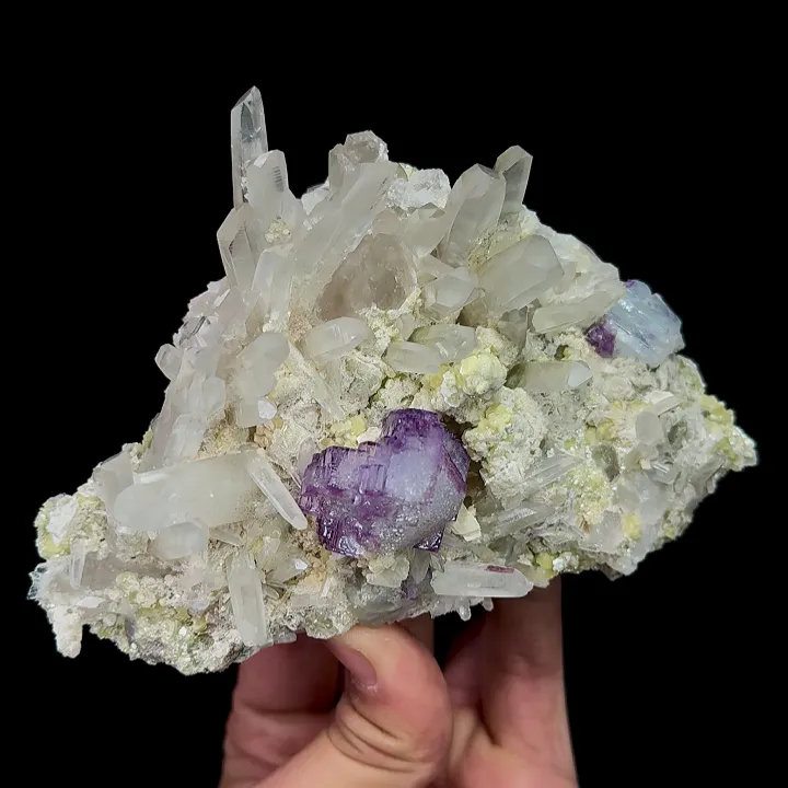 Natural Purple Fluorite with Clear Quartz Cluster and Mica, Mineral Specimen:Yaogangxian,Hunan (130*85*60MM) - image 2