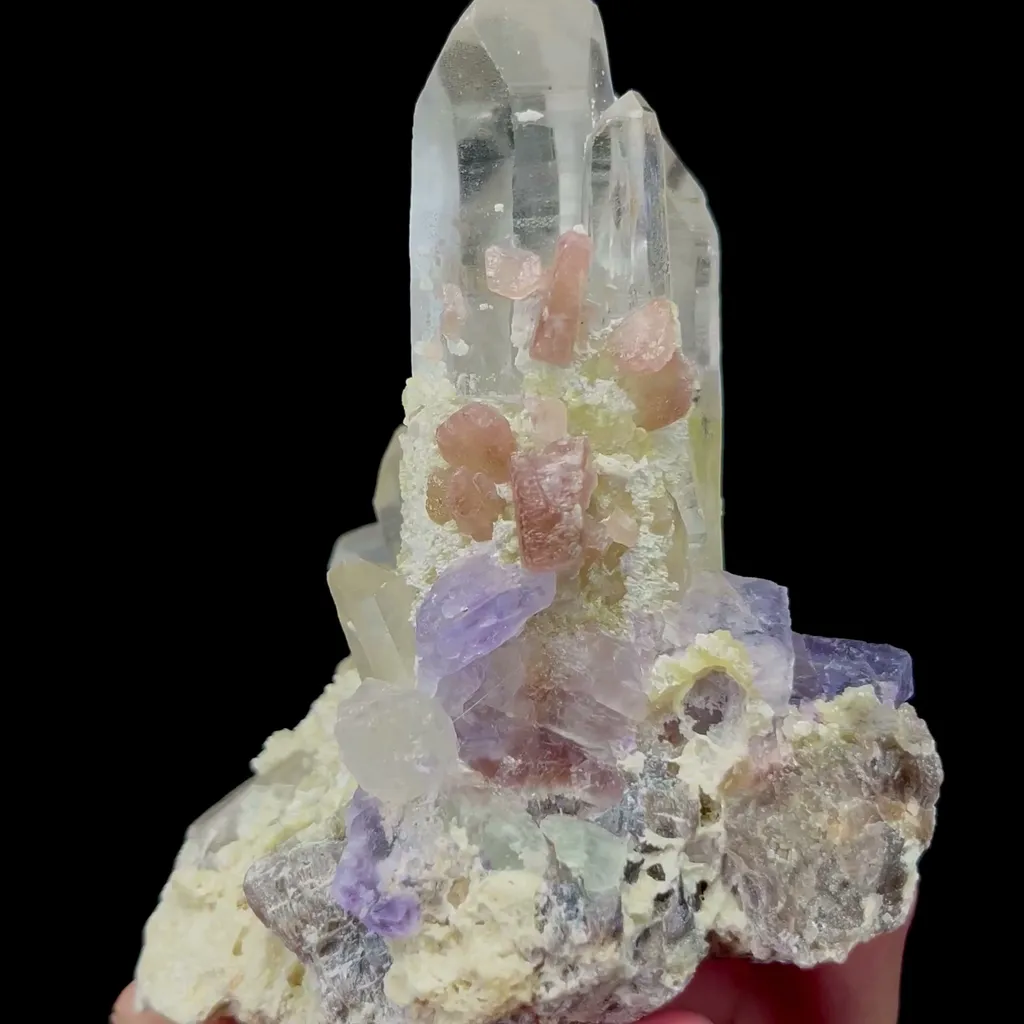 Natural Purple Fluorite with Crystal and Mica Mineral Specimen,High Quality Specimen,YAO GANG XIAN,HUNAN,CHINA(100*80*100mm) image