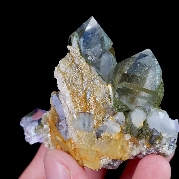 Natural Purple Fluorite with Quartz and Calcite, Mineral Specimen:Yaogangxian,Hunan (55*50*30MM) image