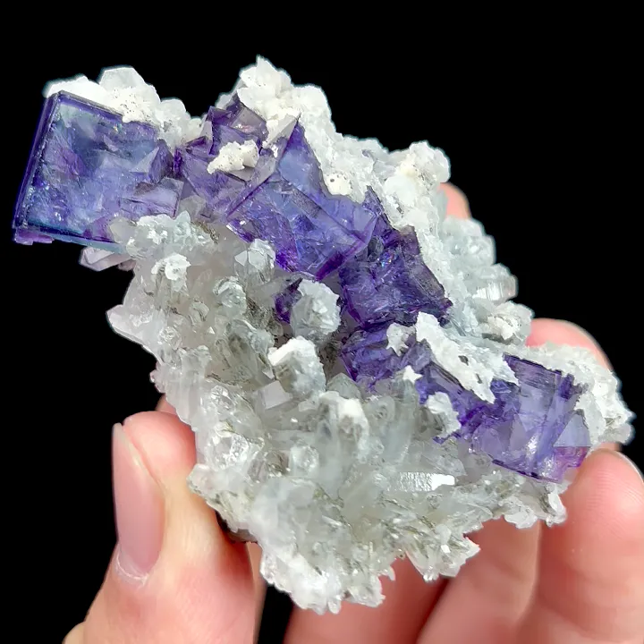 Natural Purple Fluorite with Quartz and Calcite, Mineral Specimen:Yaogangxian,Hunan (70*50*25MM) - image 2