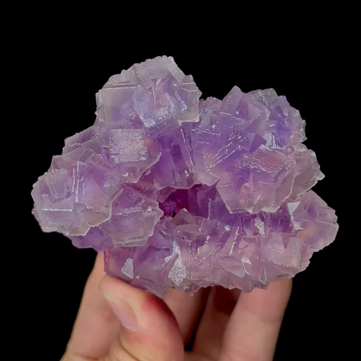Natural Purple Fluorite,Ladder Pattern Mineral Specimen: YUNNAN (85*50*60mm) image