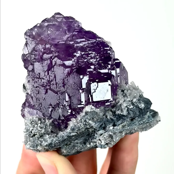 Natural Purple Fluorite,Ladder Pattern Mineral Specimen:FUJIAN (70*60*60mm) - image 3