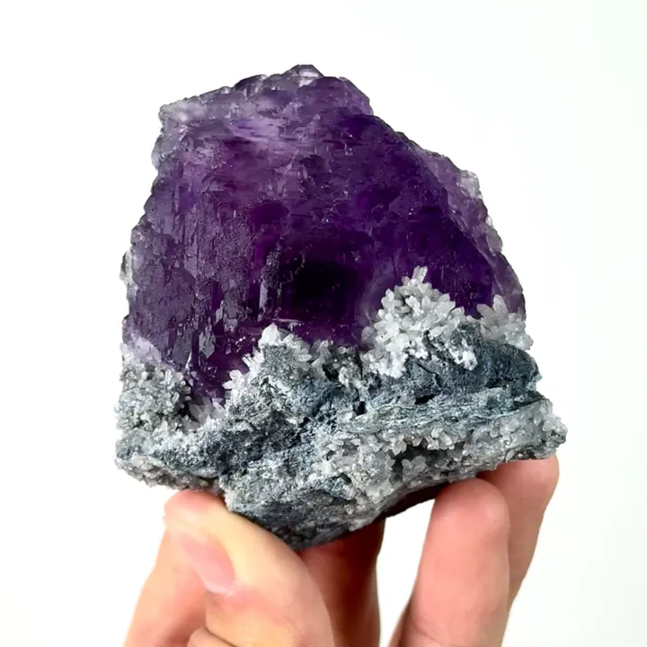 Natural Purple Fluorite,Ladder Pattern Mineral Specimen:FUJIAN (70*60*60mm) image
