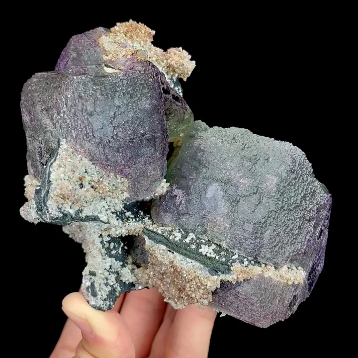 Natural Purple Green Cubic Fluorite, Mineral Specimen:Fujian,China (135*100*80MM) image
