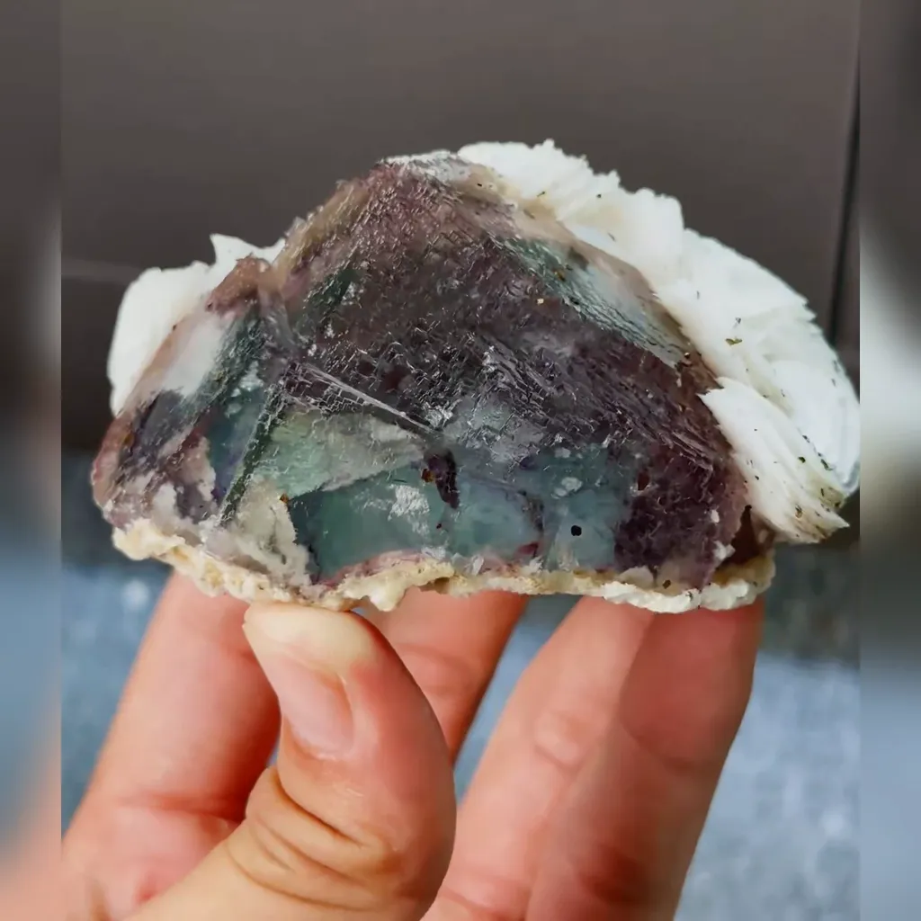 Natural Purple Green Fluorite and Calcite comes from Yaogangxian,Hunan 85*55*45MM image