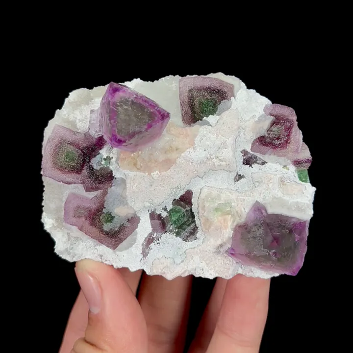 Natural Purple Green Octahedral Fluorite Mineral Specimen,High Quality Specimen,FUJIAN,CHINA(76*59*32mm) image