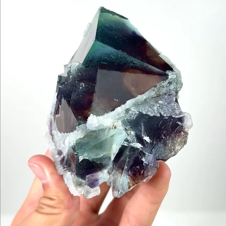 Natural Purple Green Phantom Fluorite and Calcite,Ladder Pattern Mineral Specimen:HUNAN China (130*65*55mm) - image 3