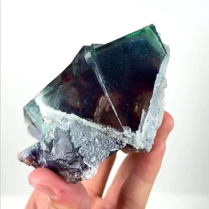 Natural Purple Green Phantom Fluorite and Calcite,Ladder Pattern Mineral Specimen:HUNAN China (130*65*55mm) - image 4