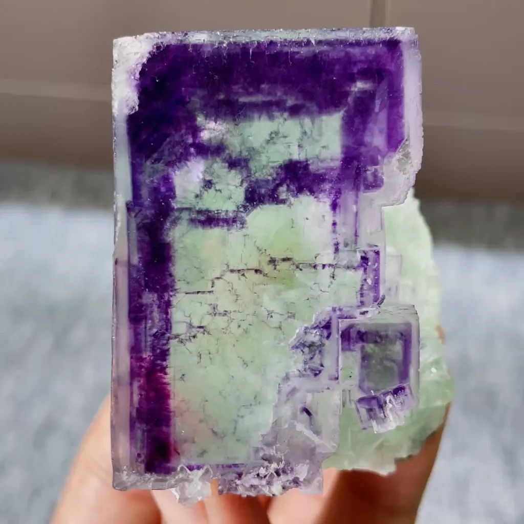 Natural Purple Green Phantom Fluorite comes from Yaogangxian,Hunan 40*55*45MM image