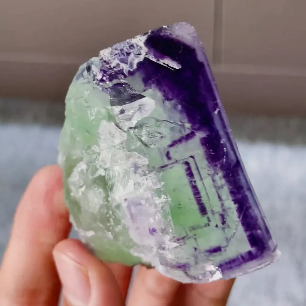 Natural Purple Green Phantom Fluorite comes from Yaogangxian,Hunan 40*55*45MM - image 3