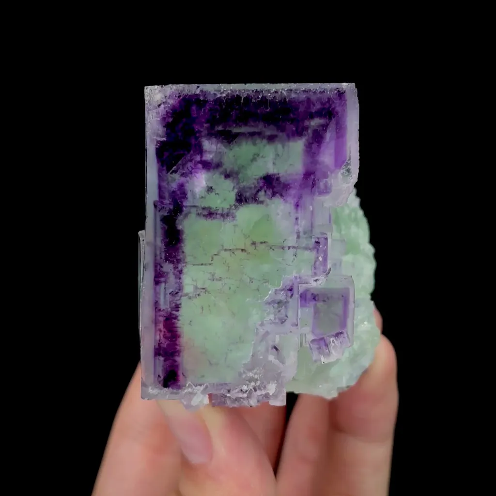 Natural Purple Green Phantom Fluorite Mineral Specimen,High Quality Specimen,YAO GANG XIAN,HUNAN,CHINA(40*55*45mm) image