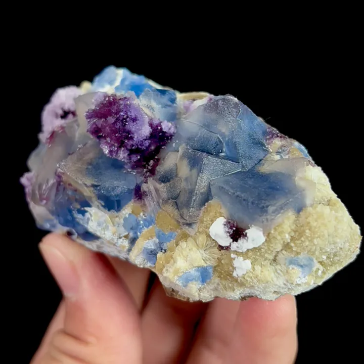 Natural Purple Gypsum and Blue Fluorite, Mineral Specimen:Guizhou,China (85*40*30MM) image