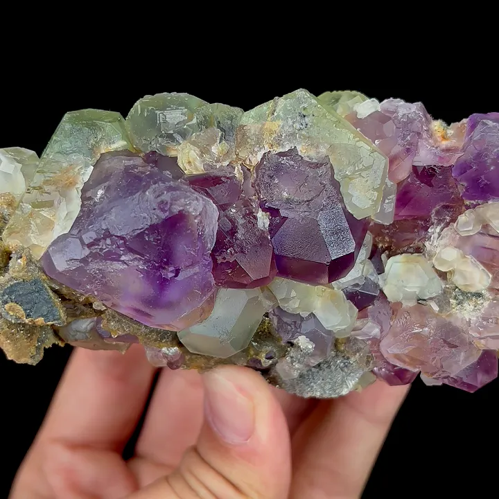 Natural Purple Octahedral Fluorite and Calcite, Mineral Specimen:Fujian,China (120*55*40MM) - image 3