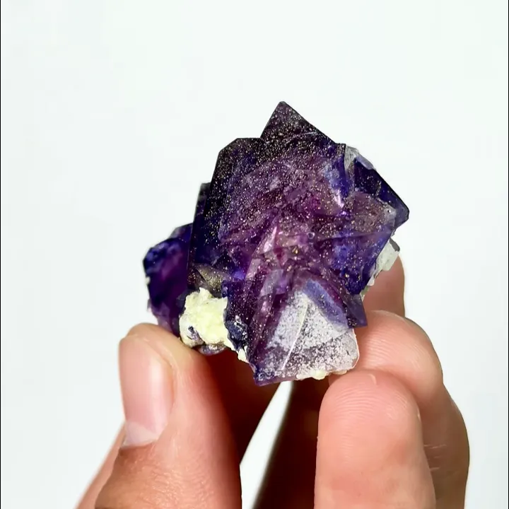 Natural Purple Octahedral Fluorite and Pyrite, Mineral Specimen: Inner Mongolia,China (35*30*20MM) - image 3