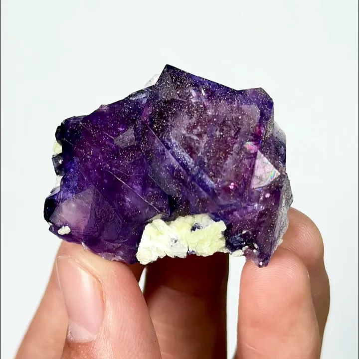 Natural Purple Octahedral Fluorite and Pyrite, Mineral Specimen: Inner Mongolia,China (35*30*20MM) image